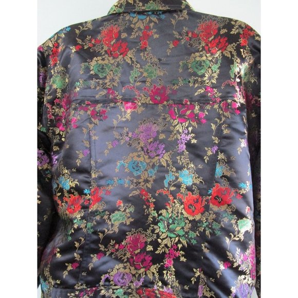 Asian Inspired Jewel Tone Brocade Trucker Style Jacket Spenser Jeremy Lg EUC - Picture 12 of 14